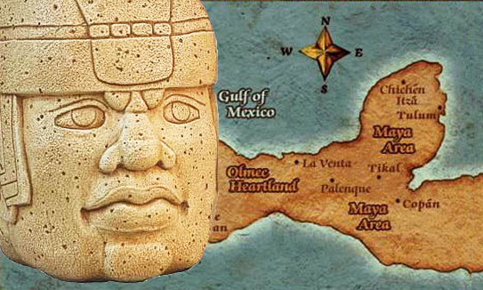 Mesoamerique tete olmeque carte 543po